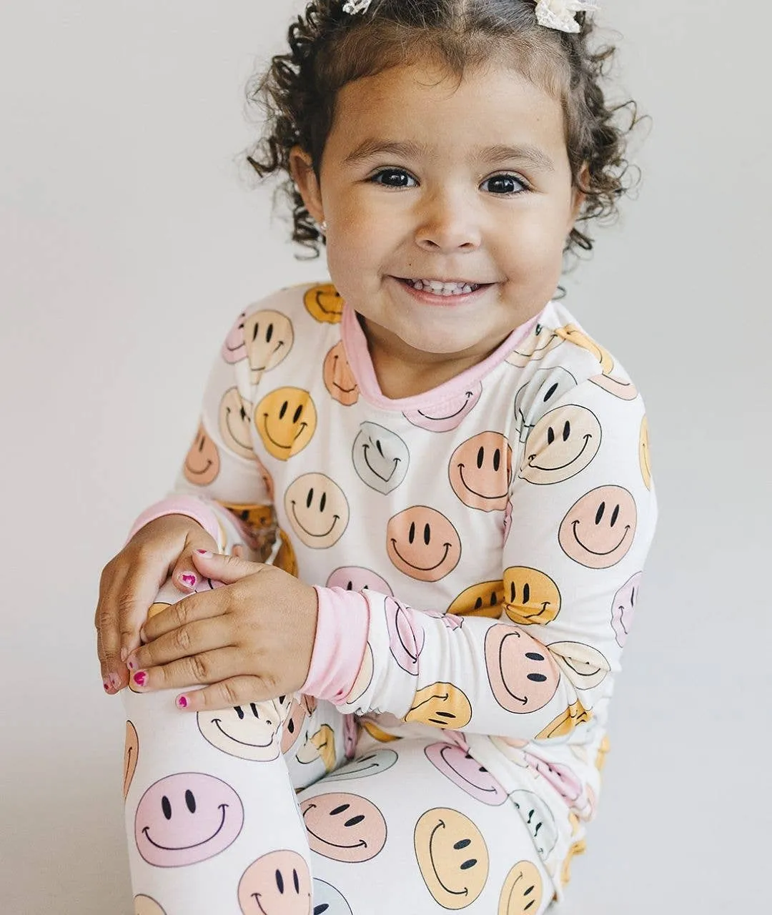 Smiley Bamboo Two Piece Set | Pink