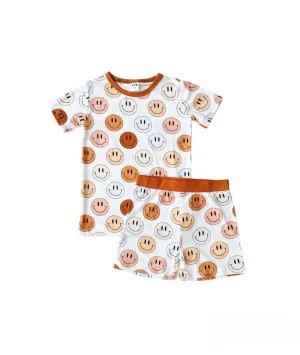 Smiley Bamboo Two Piece Shorts Set | Copper