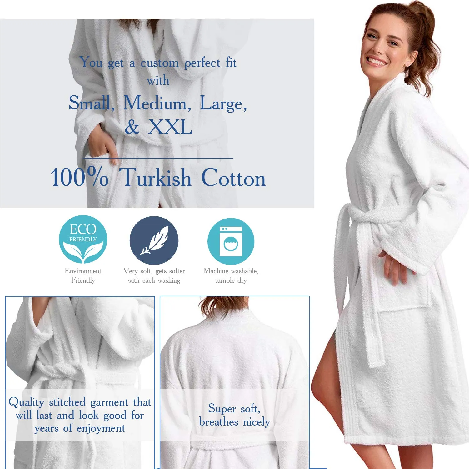 Soft Touch Linen Premium Women's Terry Cloth Bathrobe - Absorbent Terry Cloth Robe - Deluxe Turkish Terry cloth for Women-Towel-like Material-(Burgundy, Small)