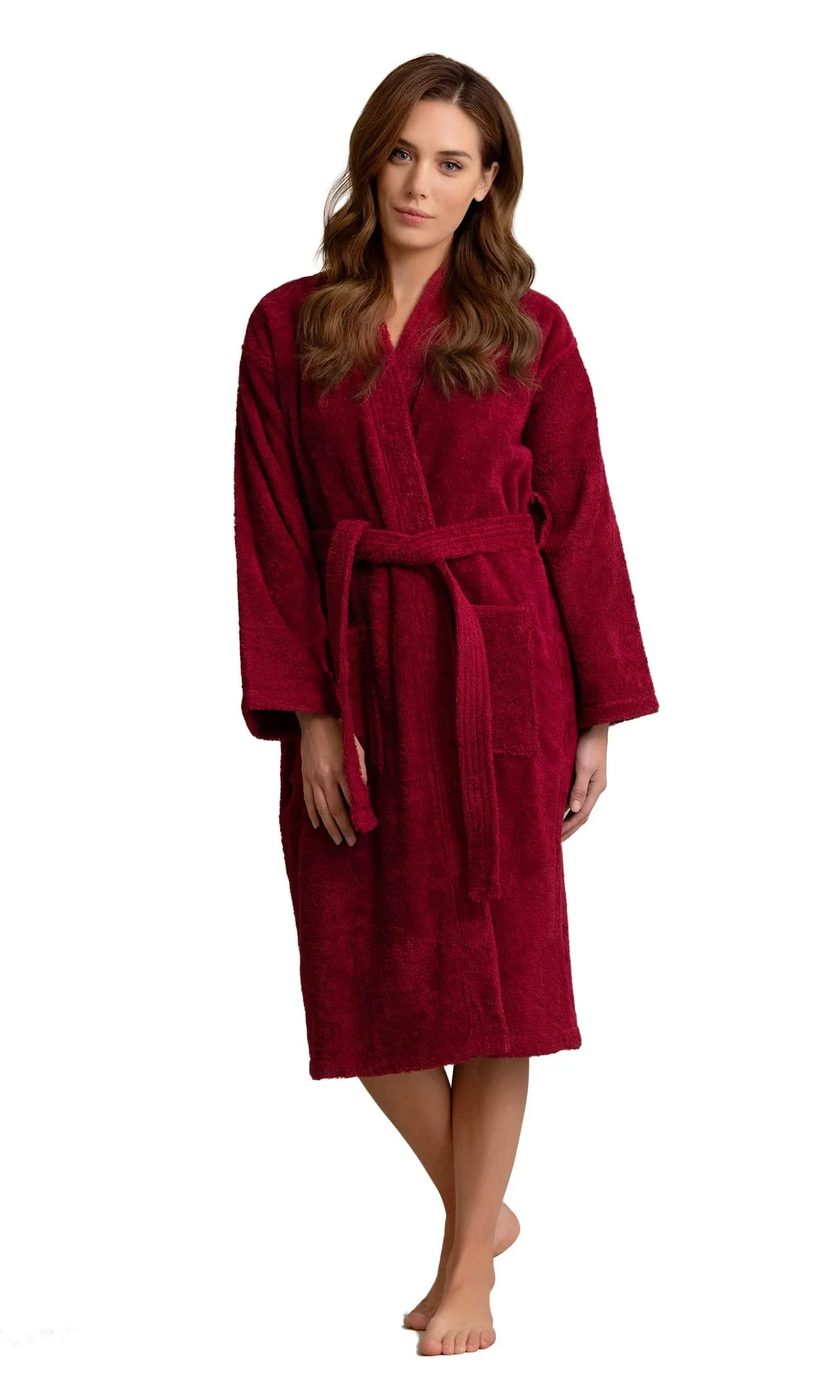 Soft Touch Linen Premium Women's Terry Cloth Bathrobe - Absorbent Terry Cloth Robe - Deluxe Turkish Terry cloth for Women-Towel-like Material-(Burgundy, Small)