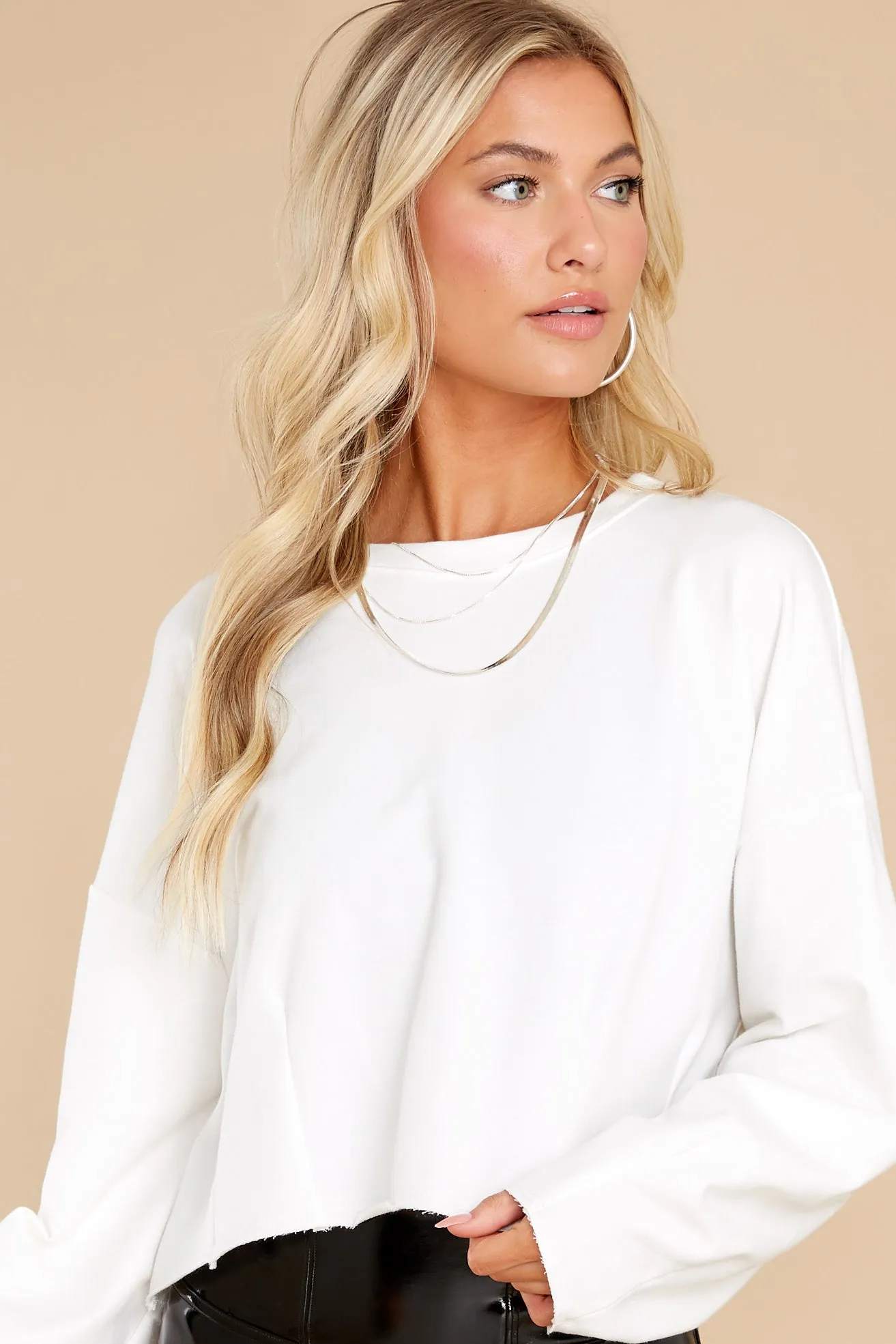 Something Good Ivory Crop Sweatshirt