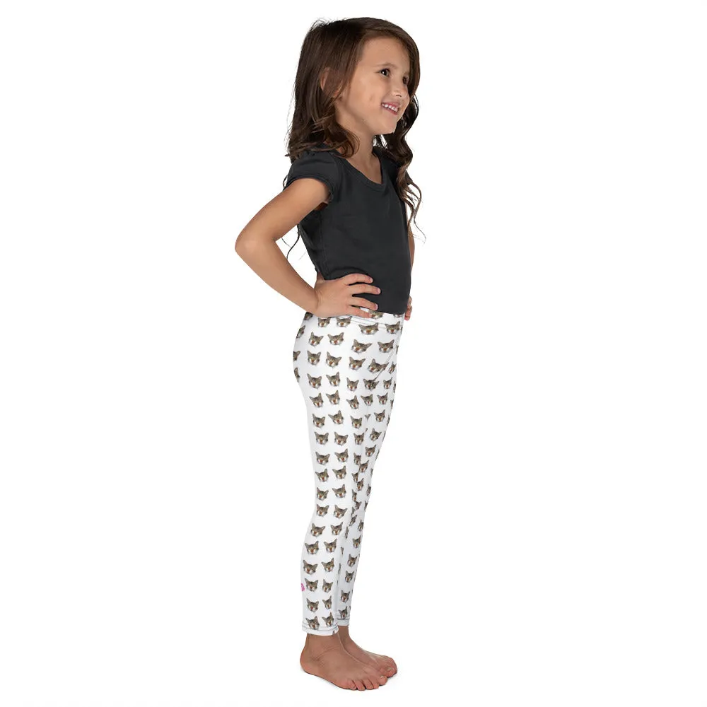 Tabby Cat Cute Kid's Leggings, Peanut Meow Cat Cute Children's Tights-Made in USA/EU/MX