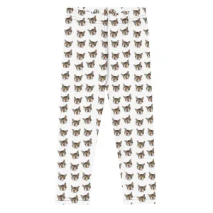 Tabby Cat Cute Kid's Leggings, Peanut Meow Cat Cute Children's Tights-Made in USA/EU/MX