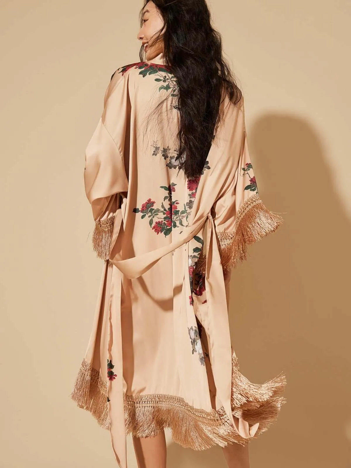 Tassels Champagne Kimono Robe