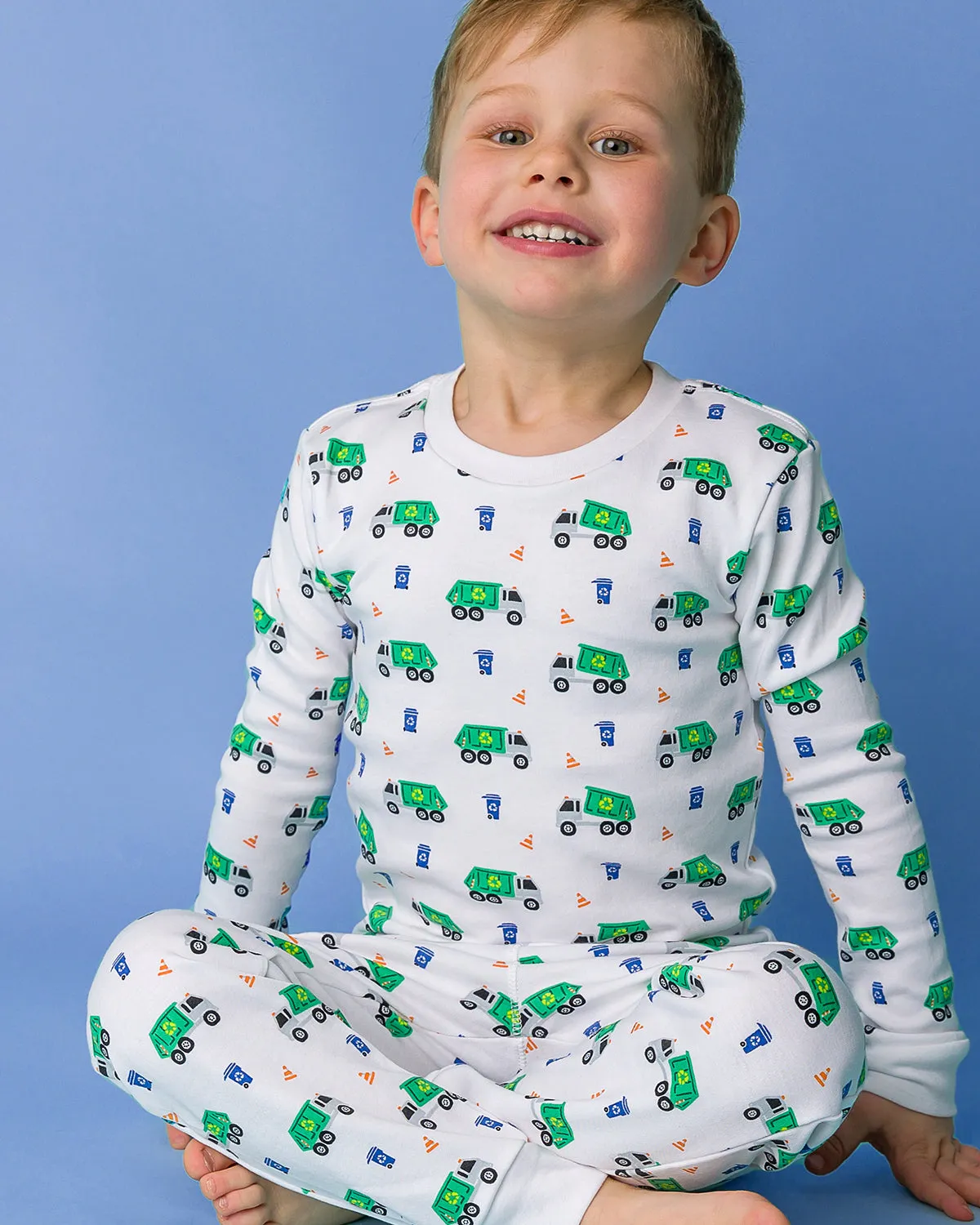 The Organic Long Sleeve Pajama Set [Recycling Trucks]