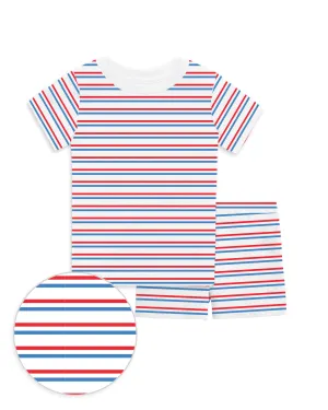 The Organic Short Sleeve Pajama Set [Americana Stripe]