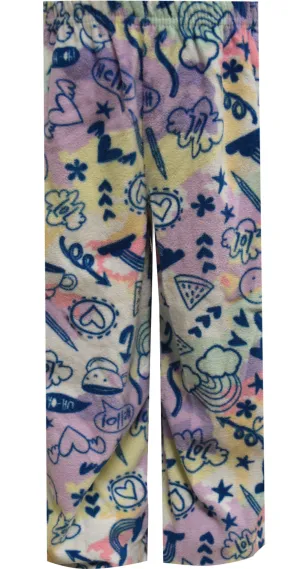 Tie Dye Notebook Doodle Sketches Girls Fleece Lounge Pants