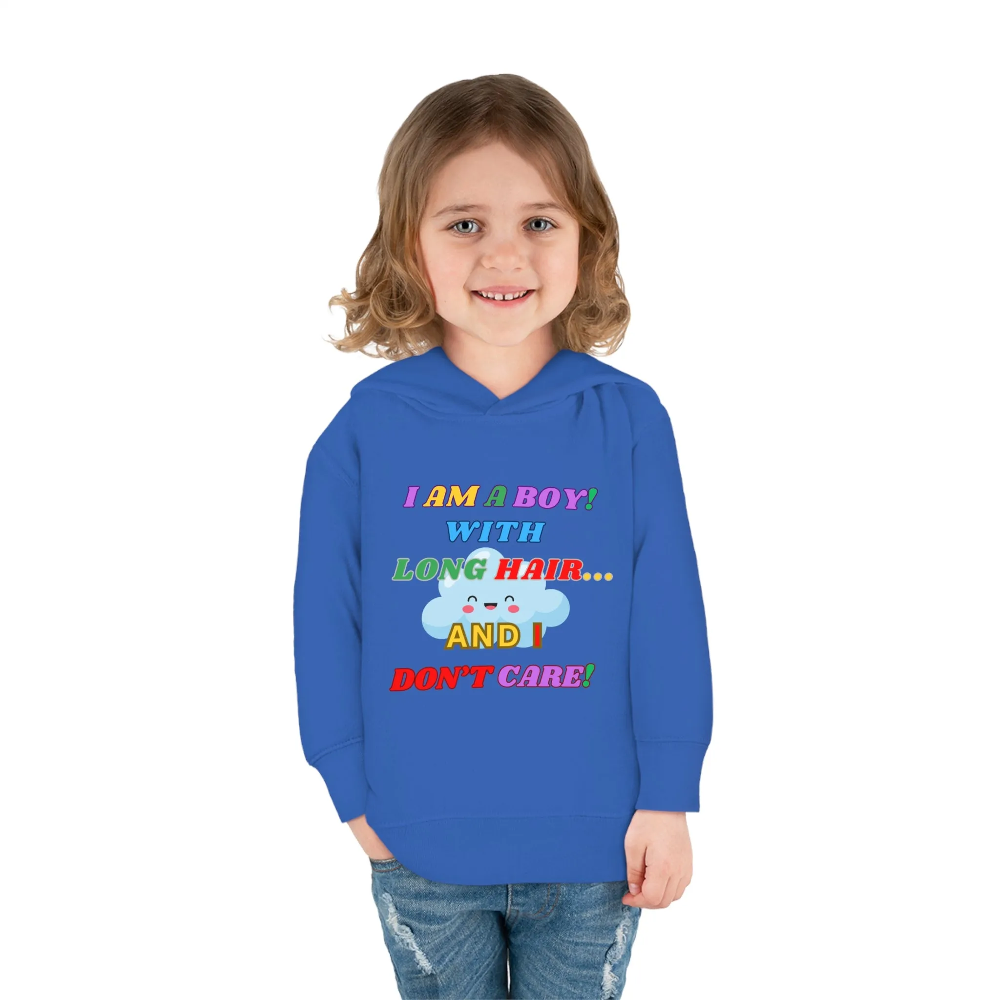 Toddler Hoodie - Boy with Long Hair Design