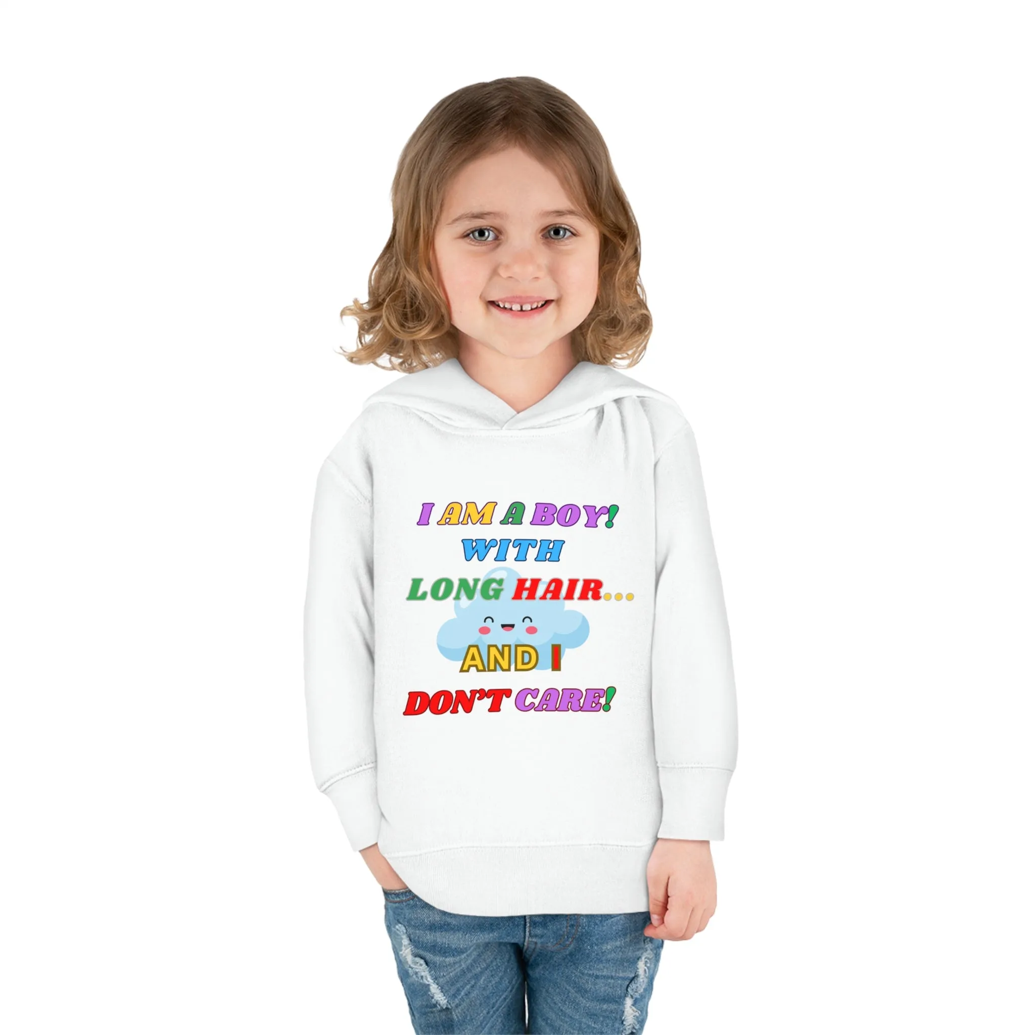 Toddler Hoodie - Boy with Long Hair Design