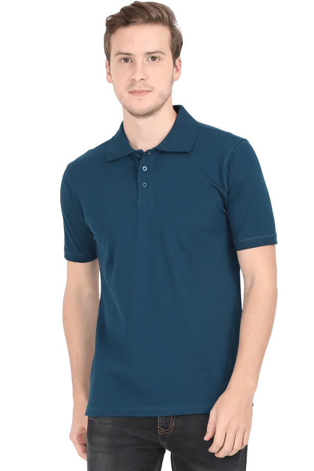 Unisex Navy Blue Cotton Polo T-Shirt