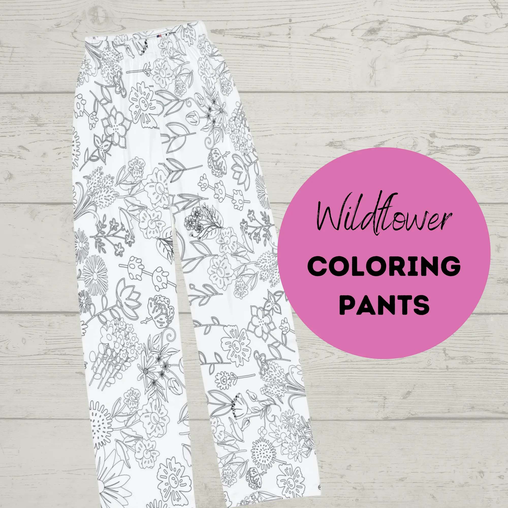 Wild Flowers Coloring Pajama Pants for Kids