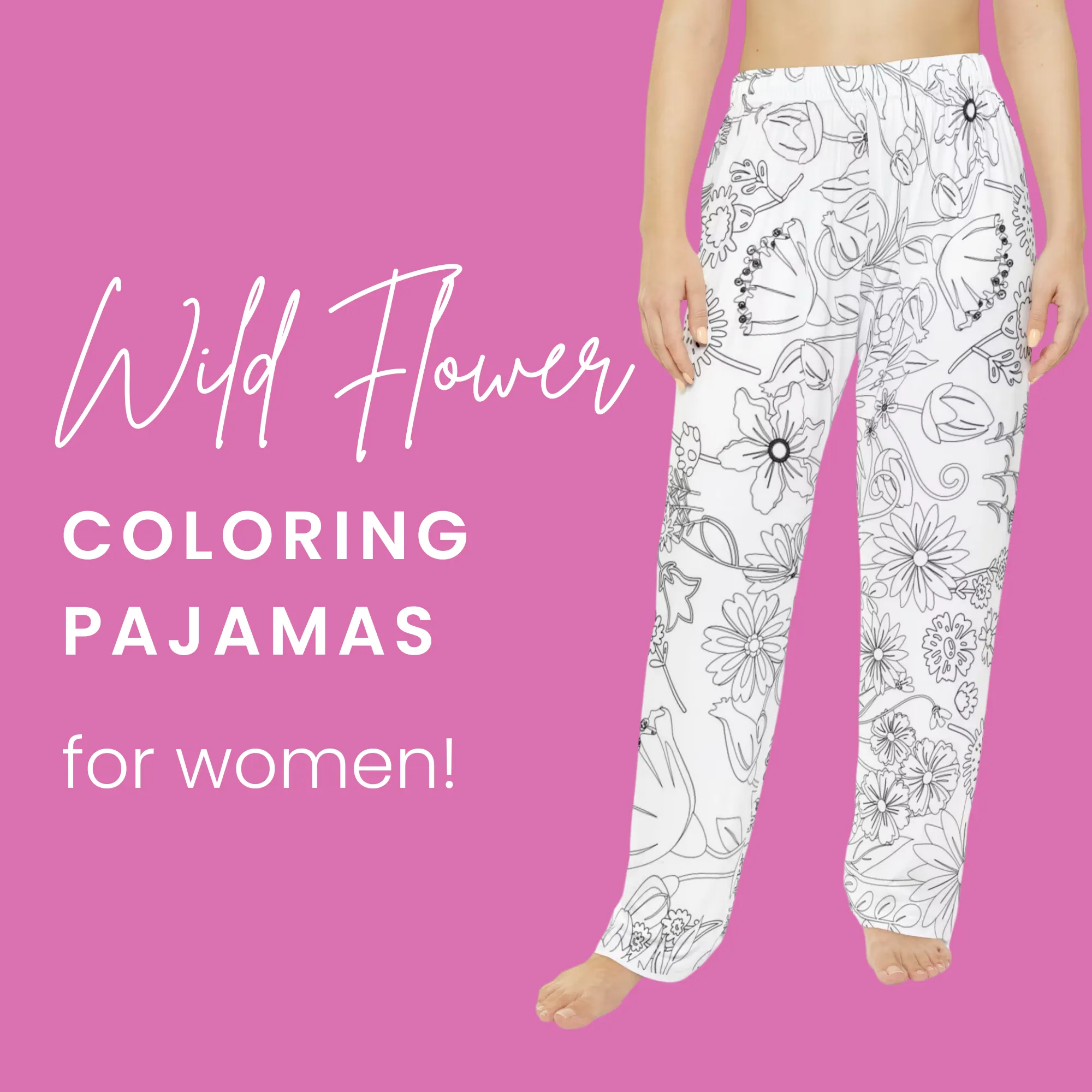 Wild Flowers Coloring Pajama Pants for Women