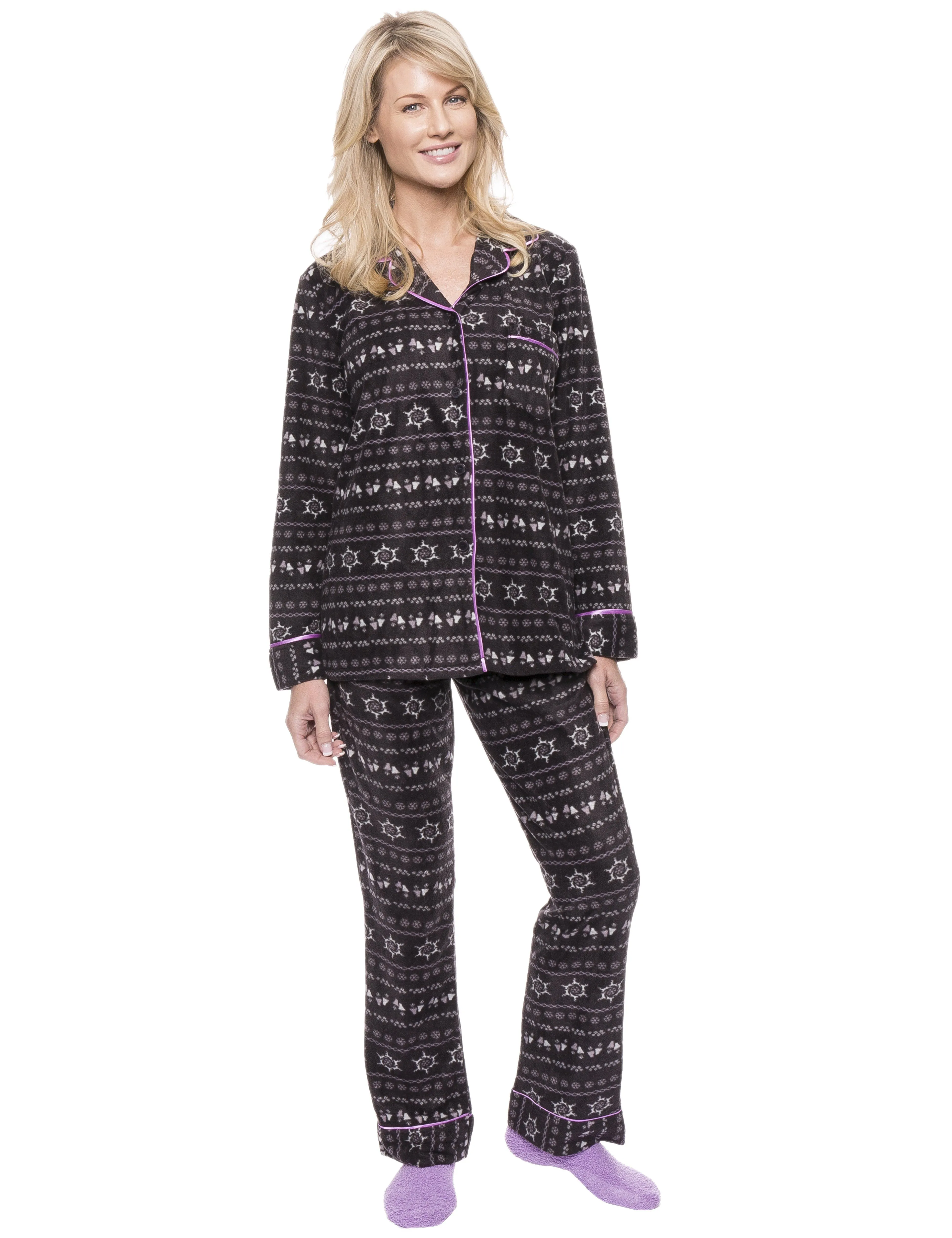 Womens Microfleece Pajama Sleepwear Set