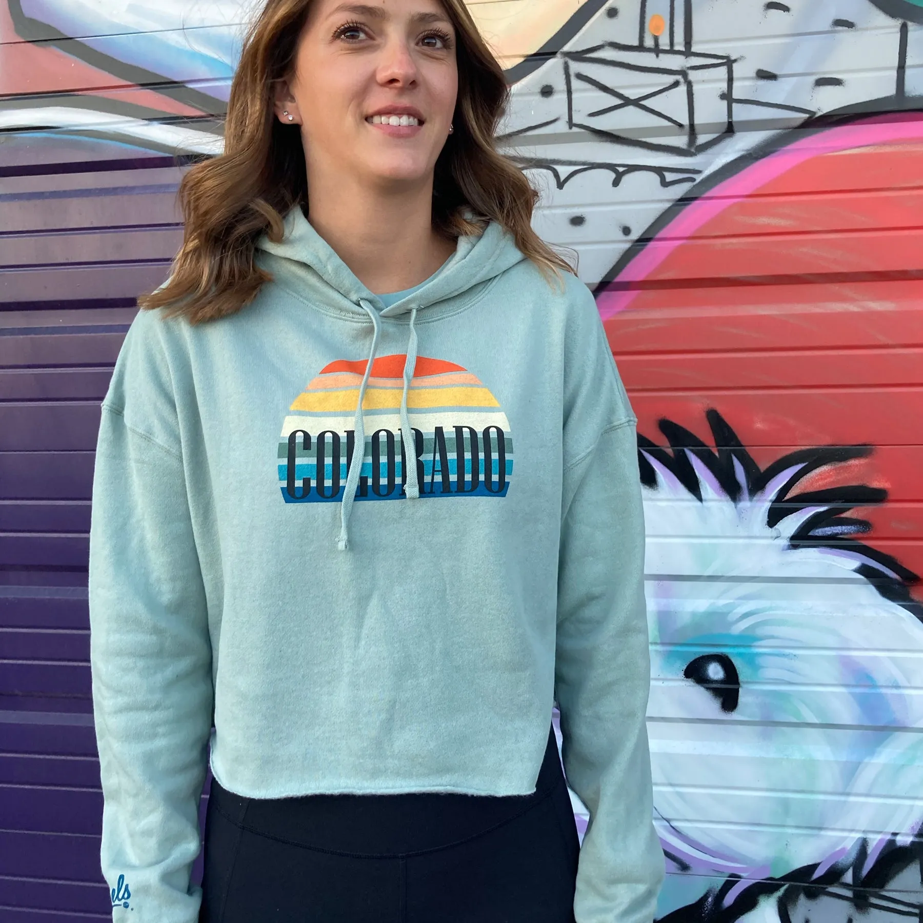 Women's Sunset Gradient Colorado Cropped Hoodie