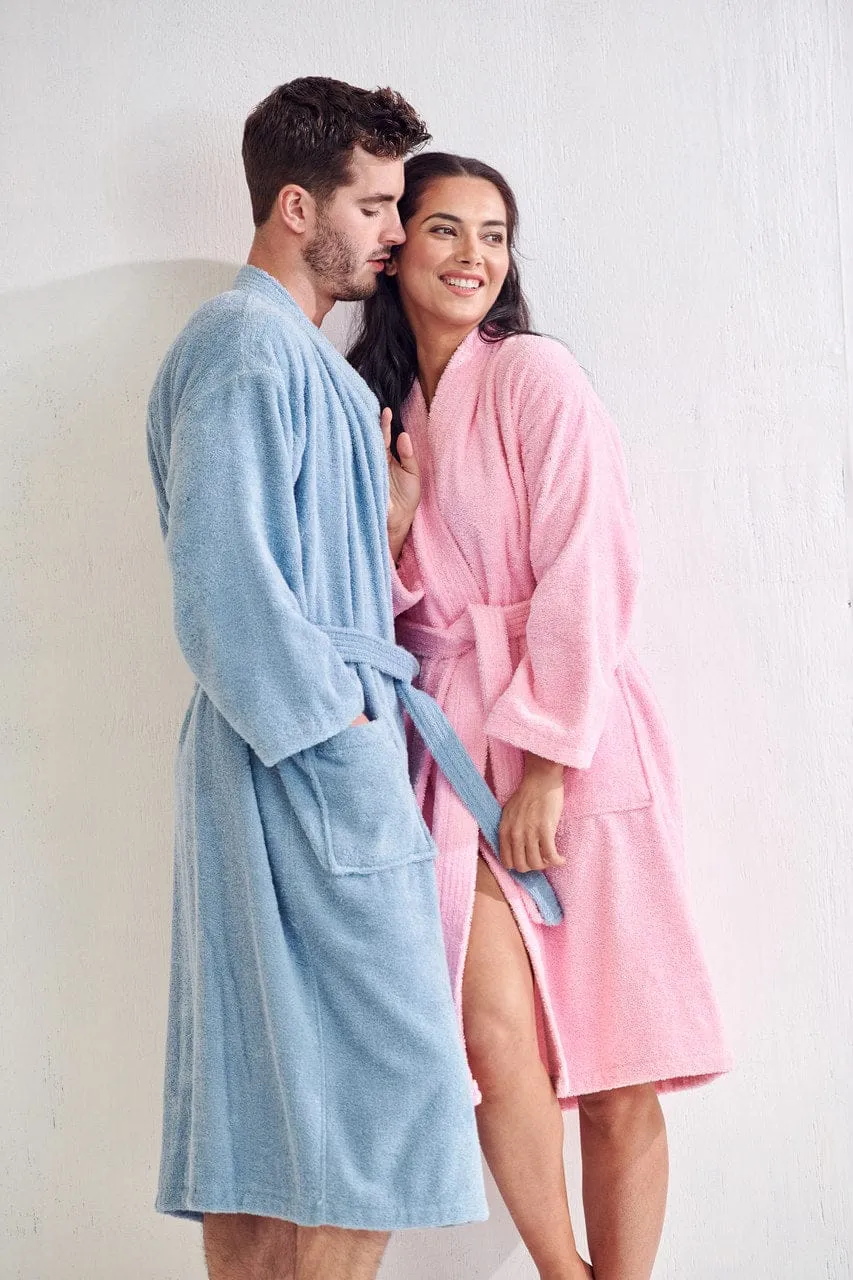 Women's Terry Cloth Cotton Turkish Bathrobe, Kimono Style, Comfort Soft & Fast Dry, (Pink)