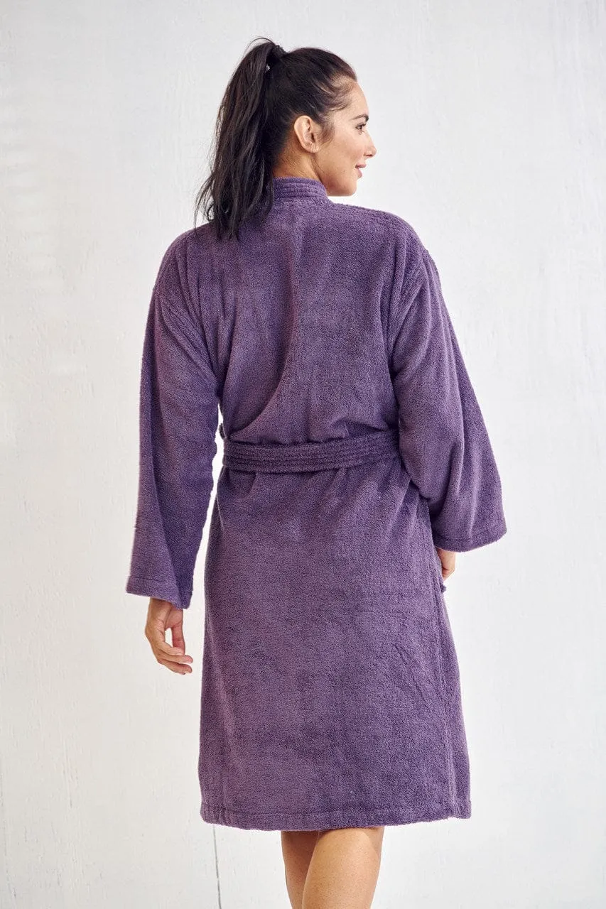 Women's Terry Cloth Cotton Turkish Bathrobe, Kimono Style, Comfort Soft & Fast Dry, (Purple)