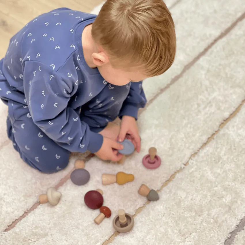 Wood   Silicone Mushroom Sorting Set