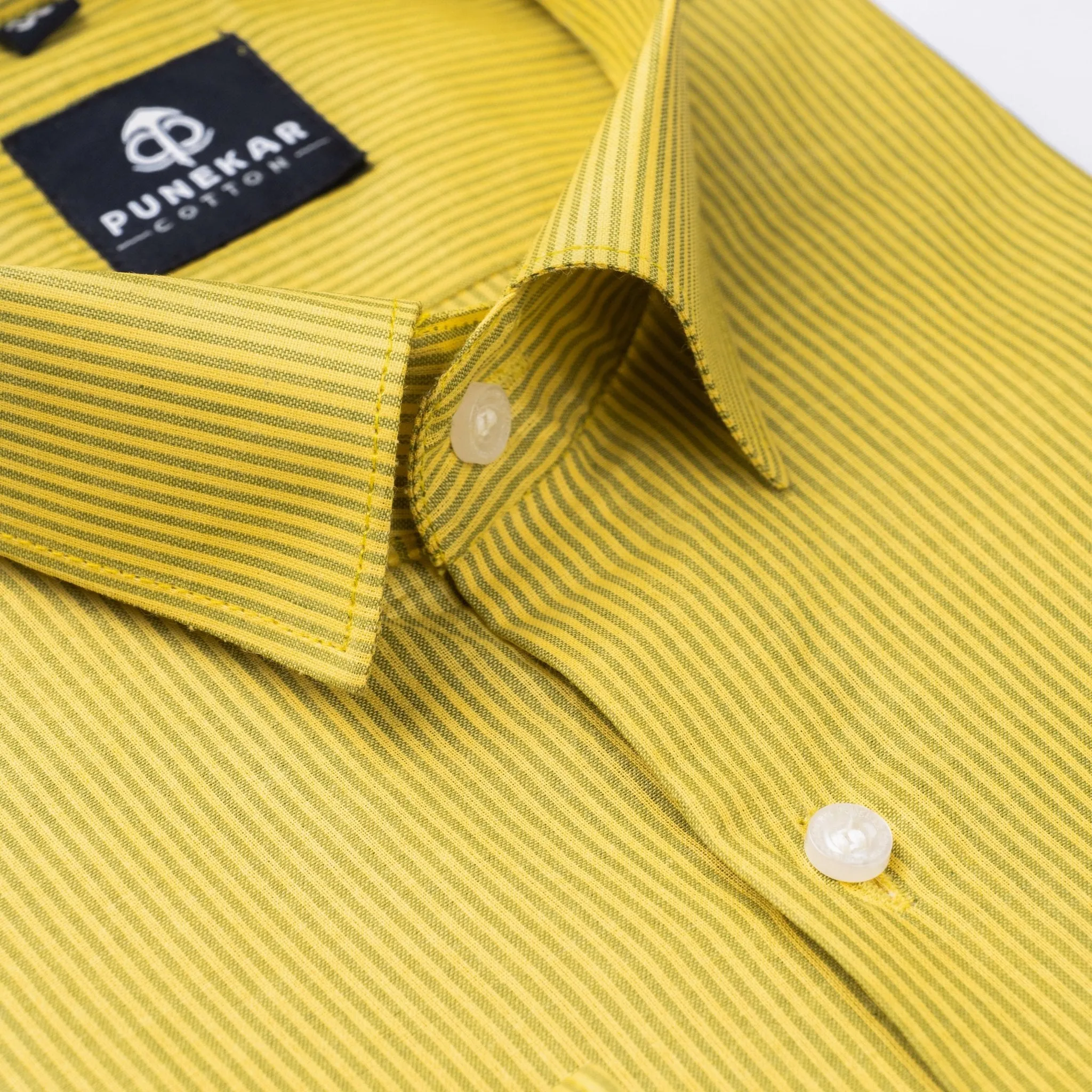 Yellow Color Lining Paper Cotton Shirts For Men